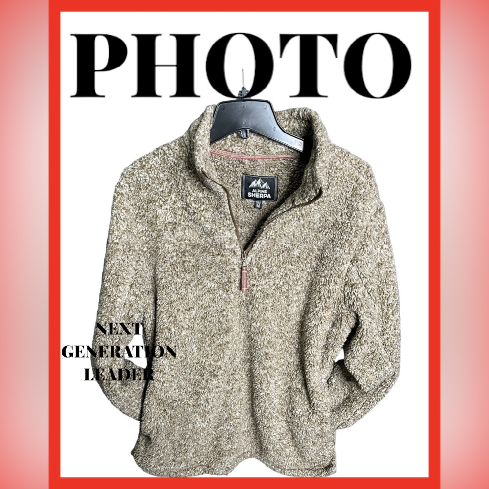 Alpine Sherpa Medium Brown 1/4 Zip Fleece Pullover Jacket